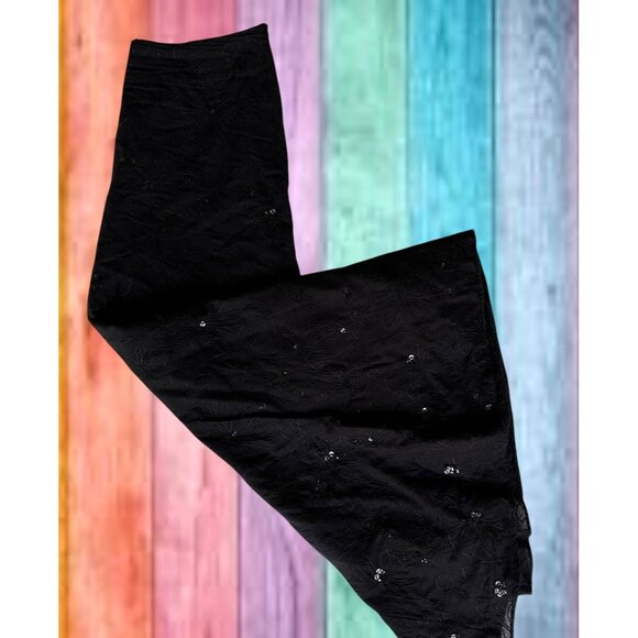 Vintage Liz Claiborne Black Sequined Maxi Skirt Size 6 Embroidered Floral READ - Picture 3 of 12